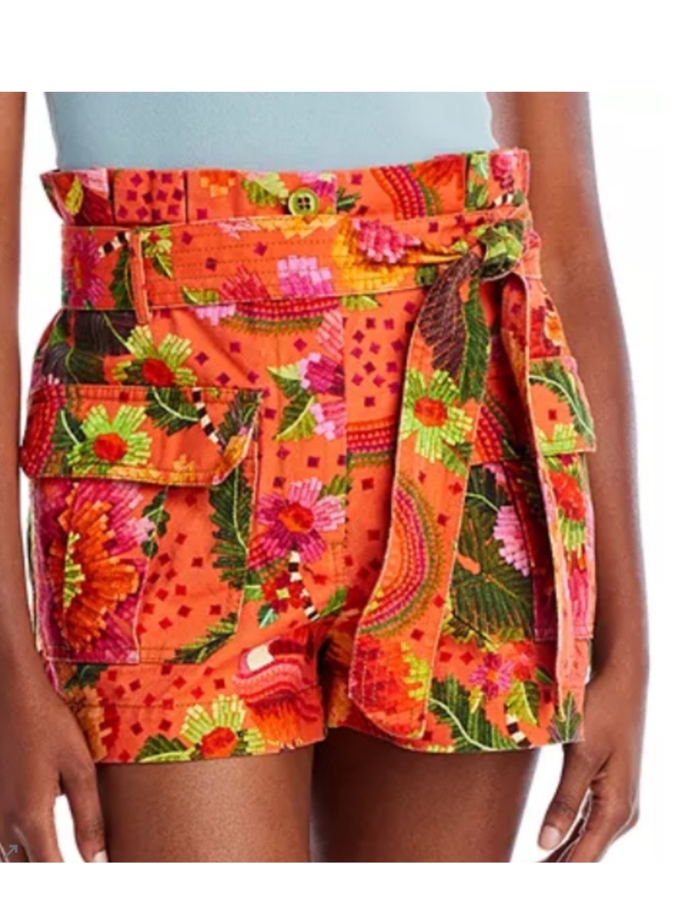 Farm Rio Blooming Garden Orange Shorts Size XS